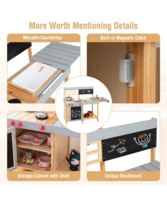 Outdoor Kid's Mud Kitchen Set with Detachable Water Box for Toddlers Over 3