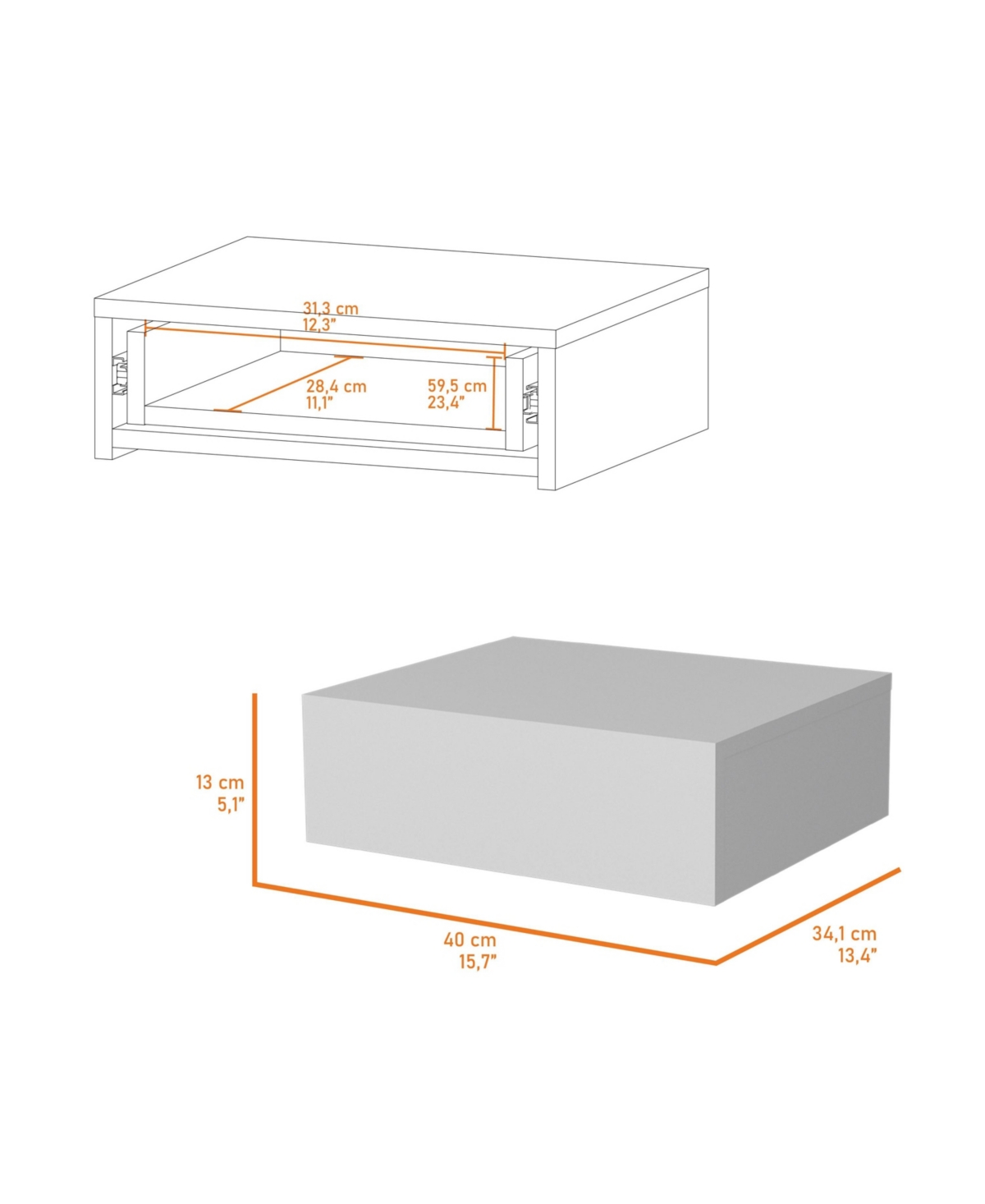Fm Furniture Vienna Floating Nightstand, Sleek Wall-Mounted Design with Spacious Drawer Storage