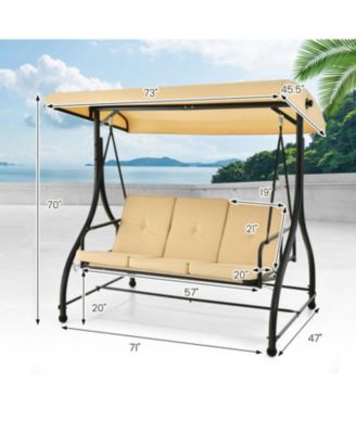 3 Seat Outdoor Porch Swing with Adjustable Canopy