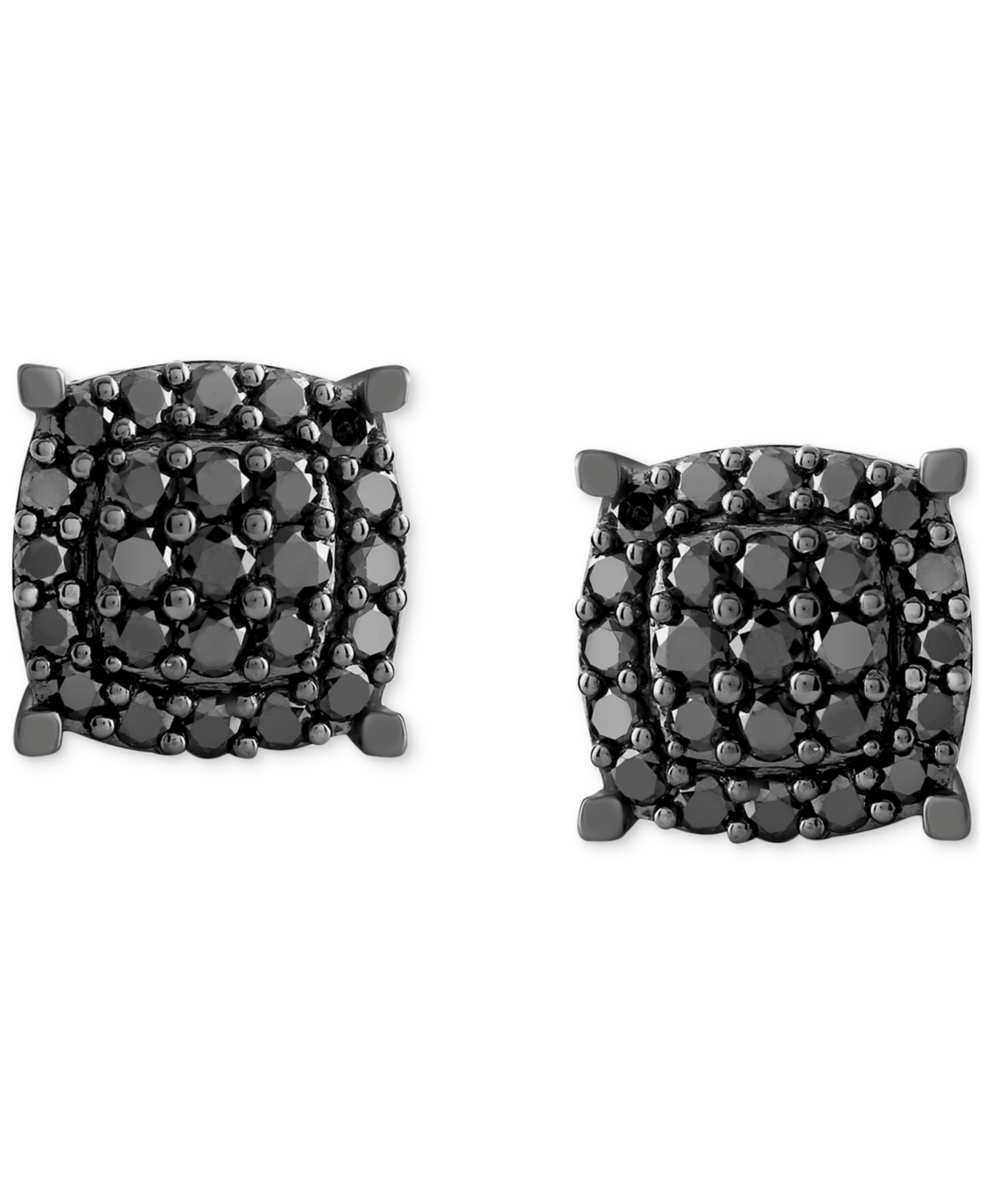Macy s Men s Black Diamond Halo Cluster Screw Back Stud Earrings 1 Ct. T.w. In Silver ModeSens