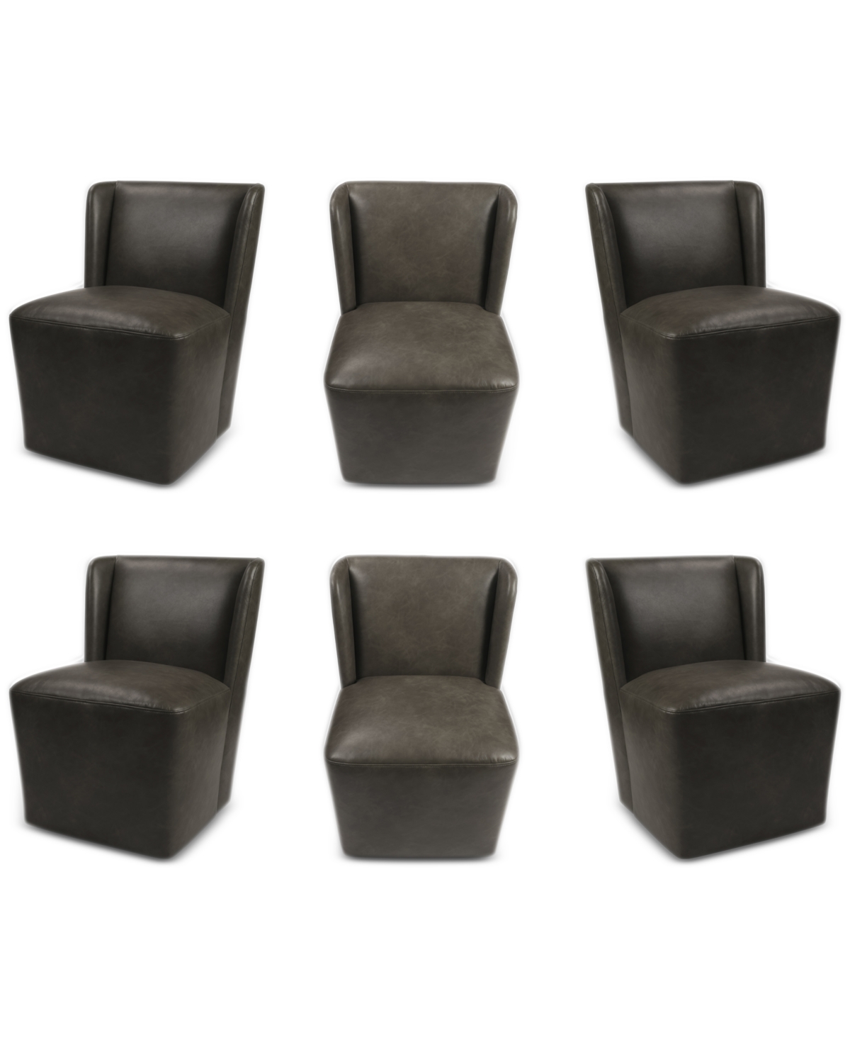 Macy's Seham 6-pc. Faux Leather Dining Chair Set, Created For  In Slate