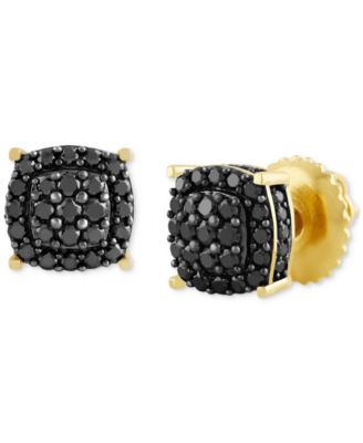 Men's Black Diamond Halo Cluster Screw Back Stud Earrings (1 ct. t.w.)