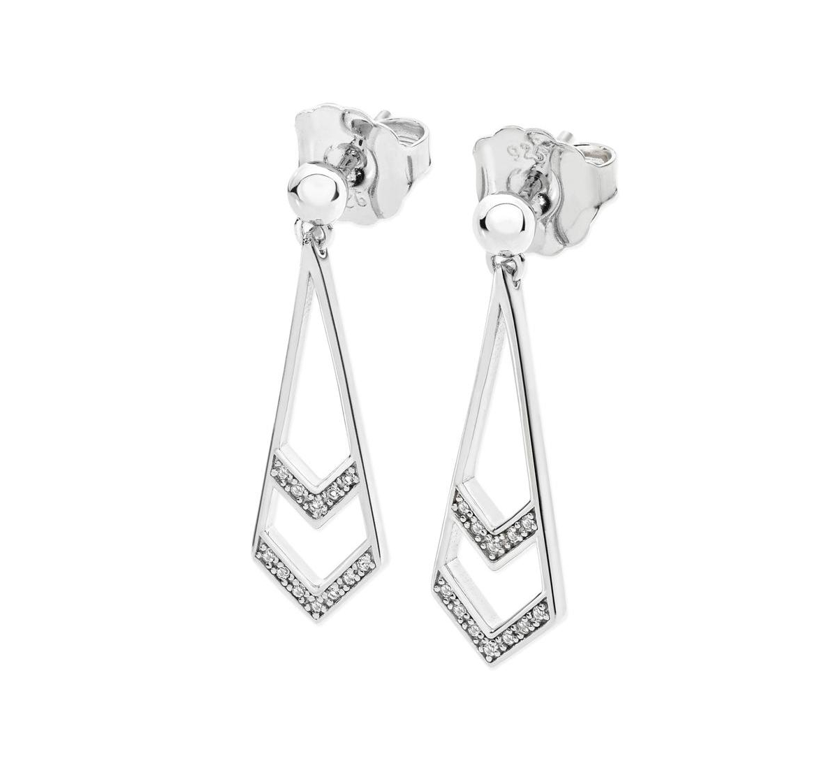 Art Deco Tie Earrings - Silver