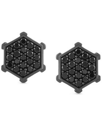 Men's Black Diamond Hexagon Cluster Screw Back Stud Earrings (1 ct. t.w.)