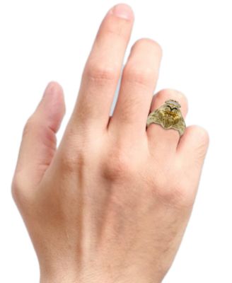 Men's White & Black Diamond Three-Dimensional Lion & Crown King Ring (1/10 ct. t.w.) 