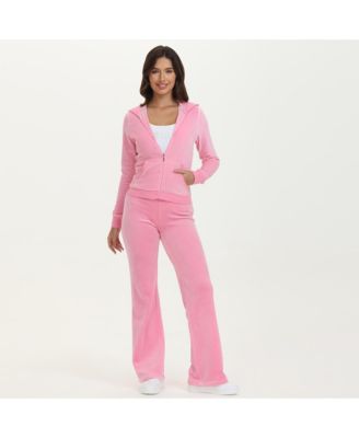 PINK VELOUR Classic pants and 2024 Hoodie set