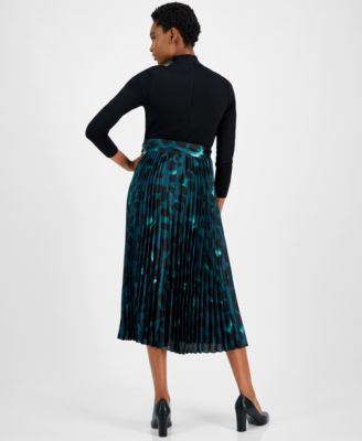 open lace back dress Pleated skirt in aloe green  JanieLanie