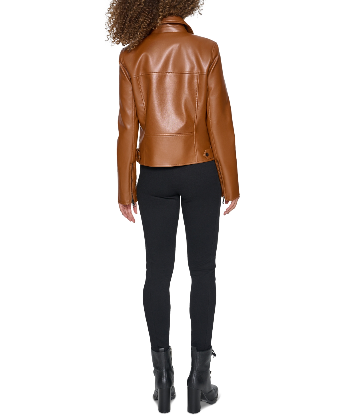 Karl Lagerfeld Petite Faux-Leather Asymmetric Moto Coat, Created for Macy's