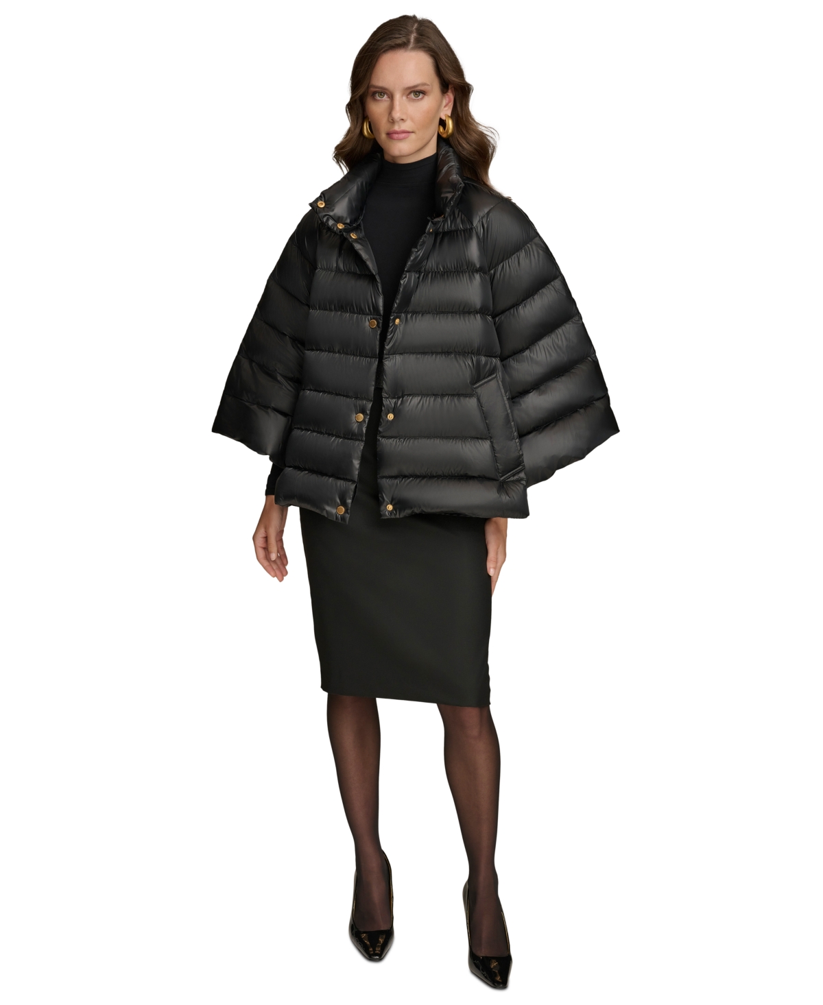 Donna Karan New York Women's Stand-Collar Down Puffer Cape