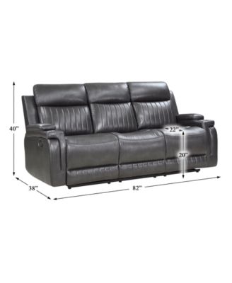 White Label Wallstone 82" Double Reclining Sofa with Drop-Down Cup Holder