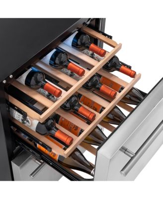 24" Built-in 20 Bottle and 80 Can Dual Drawer Indoor/Outdoor Wine and Beverage Fridge in Weatherproof Stainless Steel with Easy Glide Casters