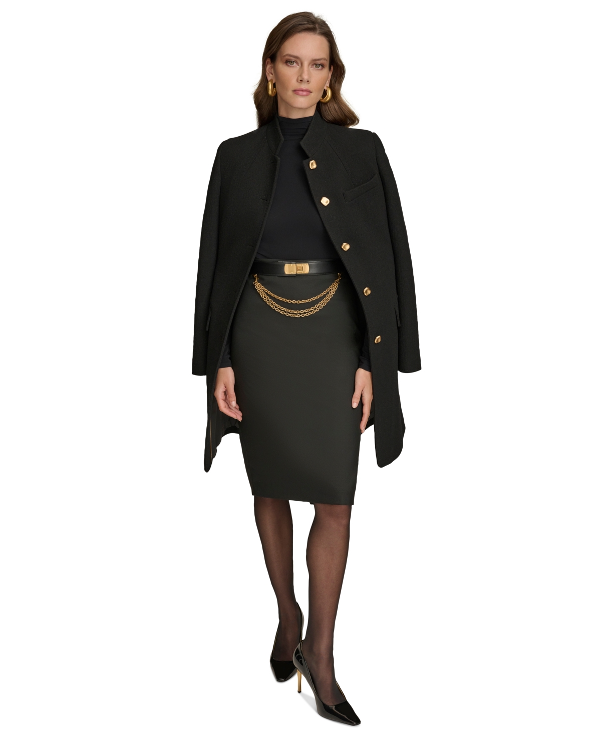 Donna Karan New York Women's Stand-Collar Longline Coat