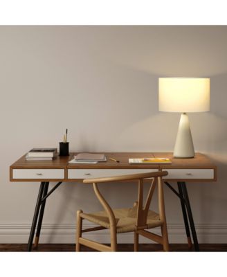 Nathaniel 20" Cement LED Table Lamp with Cream Drum Shade