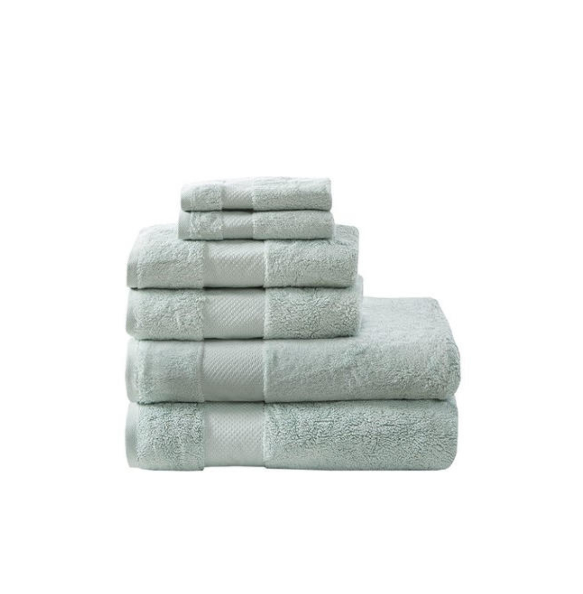 Home Outfitters 100% Cotton 6pcs , Absorbent, Bathroom Spa Towel, Transitional -pastel blue
