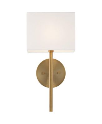 Modern Wall Sconce Lighting Warm Brass Hardwired 16 1/4" High Fixture Rectangular Linen Bedroom Home Living Room