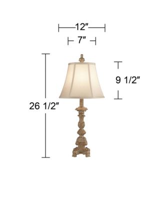 Elize Traditional French Country Style Vintage like  White Washed Candlestick Table Lamps 26.5" High Set of 2 Bell Shade for Living Room Bedroom House Bedside Nightstand Home Office - Regency Hill