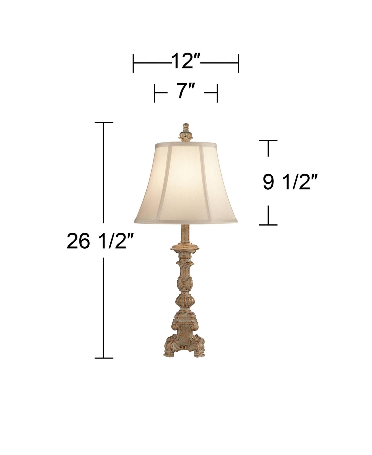 Elize Traditional French Country Style Vintage like White Washed Candlestick Table Lamps High Set of 2 Bell Shade for Living Room Bedroom House