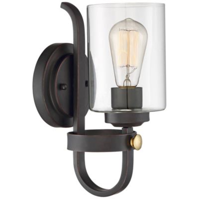 Eagleton Rustic Farmhouse Wall Light Sconce Oil Rubbed Bronze Hardwire 5 1/2" Fixture LED Clear Glass Shade for Bedroom Bathroom