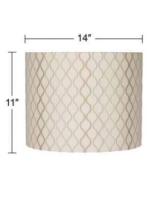 Embroidered Hourglass Medium Lamp Shade 14" Top x 14" Bottom x 11" High (Spider) Replacement with Harp and Finial
