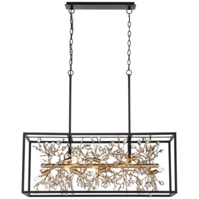 Carrine Linear Pendant Chandelier with Clear Crystal 8-Light Fixture for Dining Room or Kitchen Island