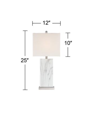 Connie Modern Table Lamps 25" High Set of 2 White Faux Marble with USB Charging Ports Rectangular Shade for Living Room Office Desk House
