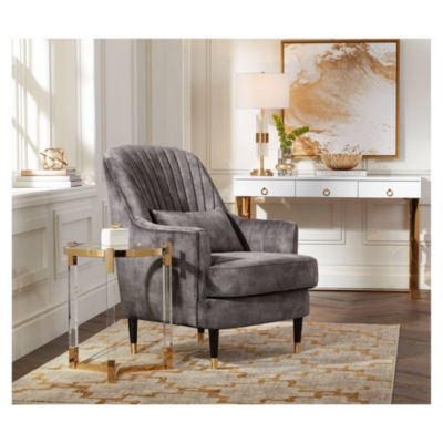 Aloise Modern Mid Century Table Lamp 27 1/2" Tall Brass Clear Glass Tube White Drum Shade for Bedroom Living Room Bedside Office