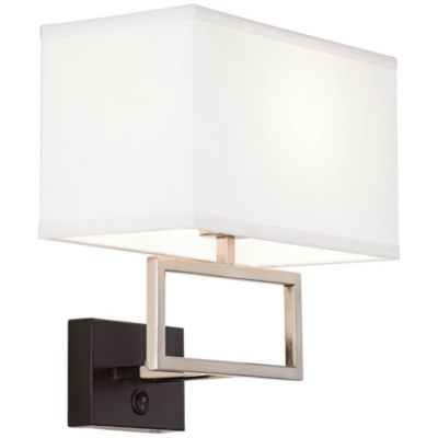 Trixie Modern Wall Lamp Brushed Nickel Plug-in 12" Light Fixture Rectangular Shade for Bedroom Reading Living Room Hallway House