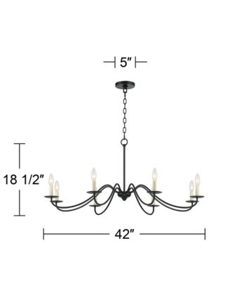 Marinec Black Hanging Chandelier Lighting 42" Wide Farmhouse Rustic Bent Arms 8-Light Fixture for Dining Room Living House Home Foyer Kitchen Island Entryway High Ceilings