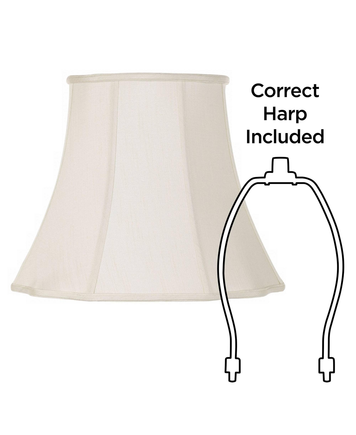 Creme Bell Large Curve Cut Corner Lamp Shade Top x Bottom x Slant x High (Spider) Replacement with Harp and Finial - Imperial Shade