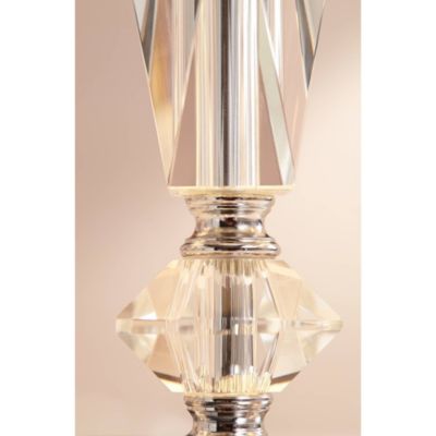 Modern Luxury Accent Table Lamp 23" High Clear Crystal Column White Tapered Drum Shade for Living Room Bedroom Bedside Office
