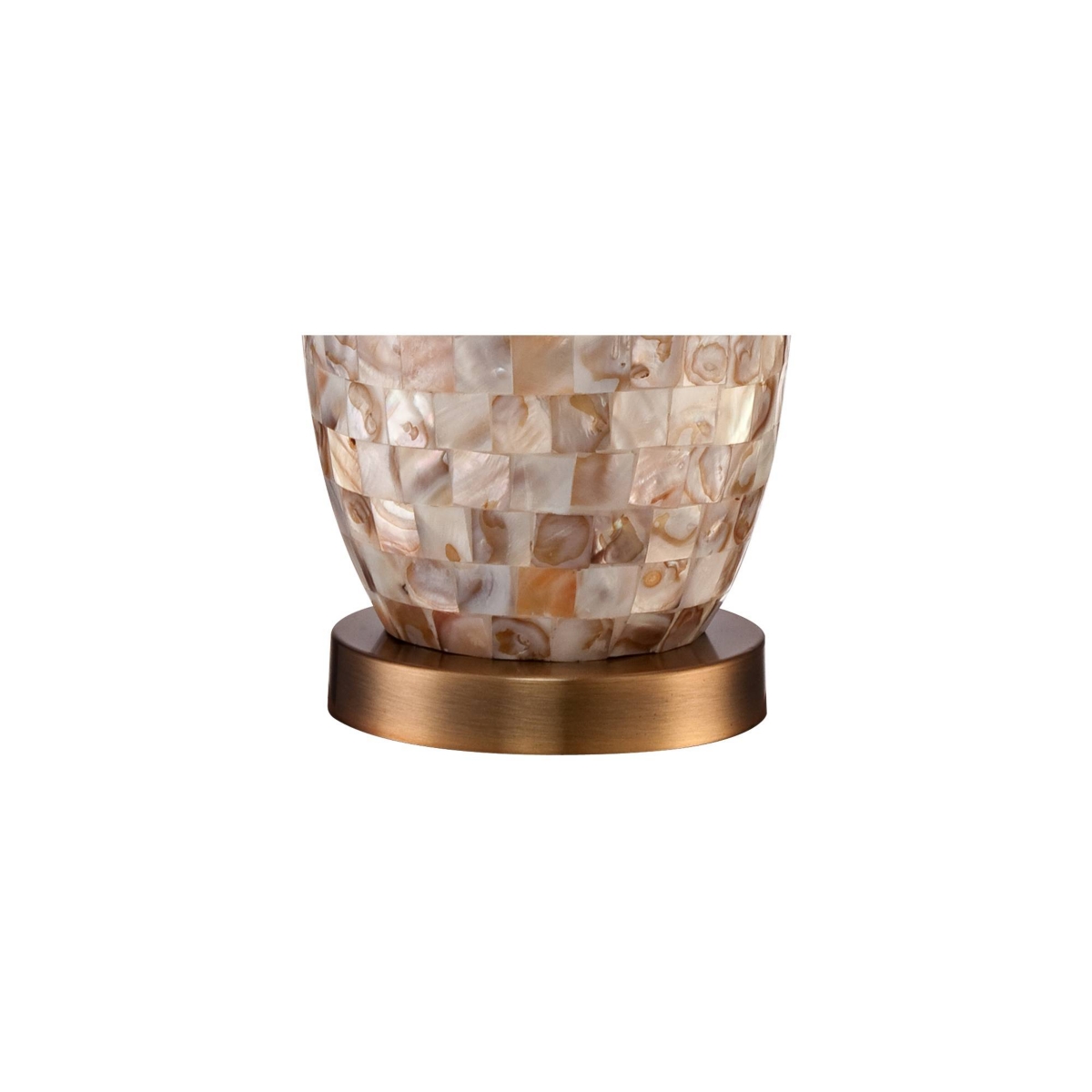 Kylie Cottage Style Table Lamp High Mother of Pearl Tile Vase Glass Brass Metal Beige Drum Shade Decor for Living Room Bedroom House Bedside Nig