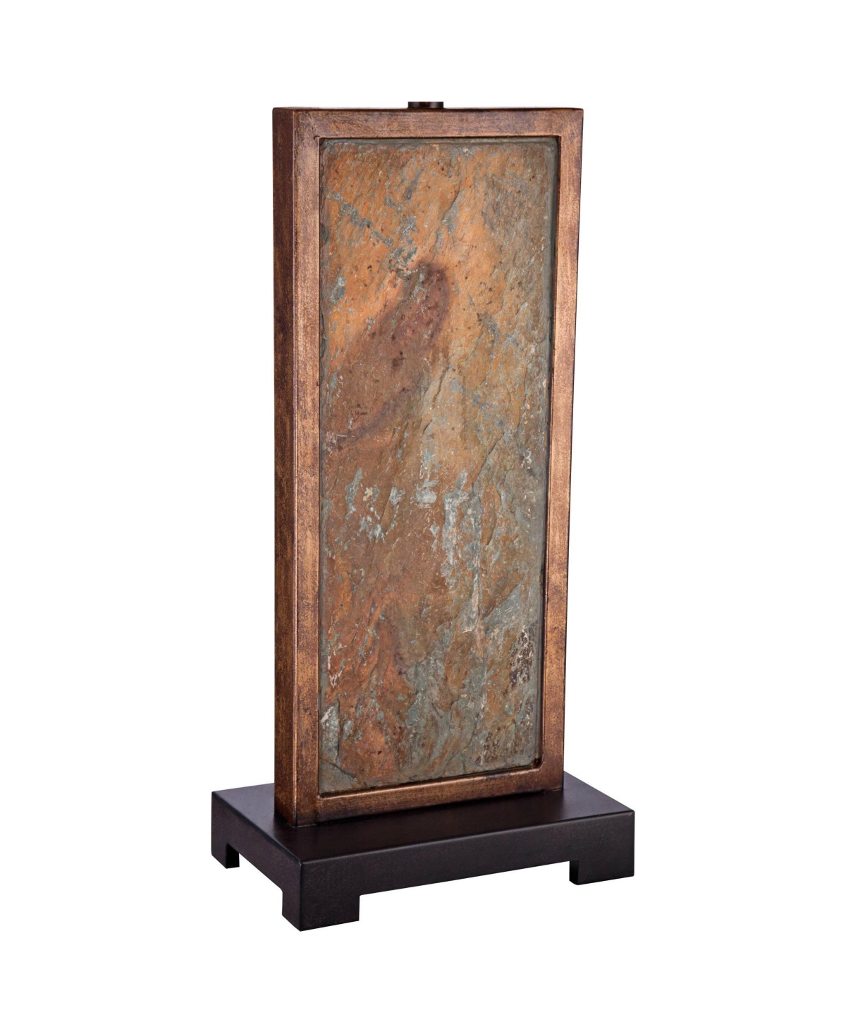 Yukon Industrial Rustic Table Lamp Tall Natural Slate Stone Beige Rectangular Box Shade for Bedroom Living Room House Bedside Nightstand Home Offi