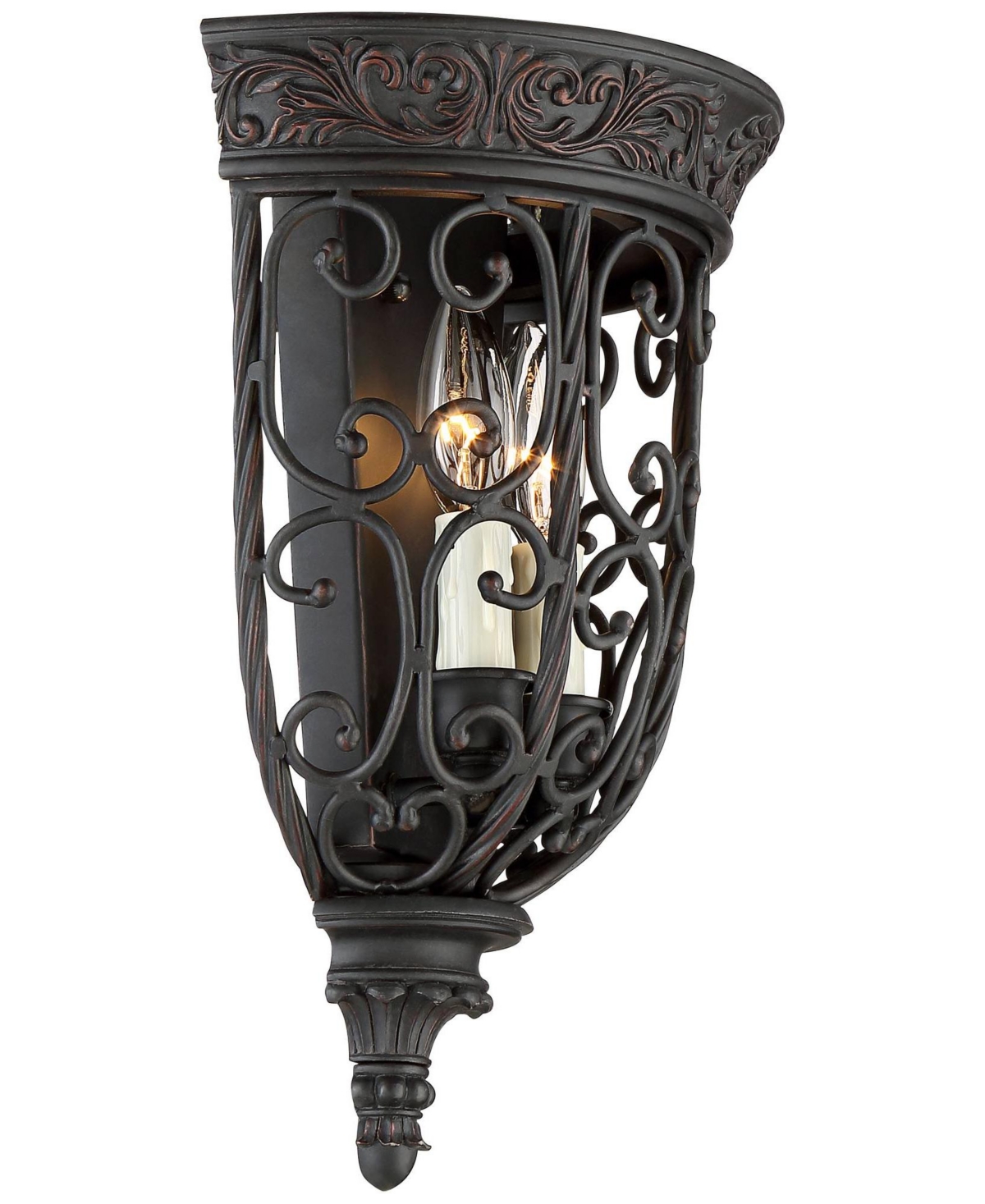 French Scroll Farmhouse Rustic Wall Light Sconce Rubbed Bronze Metal Hardwired 10 1/2