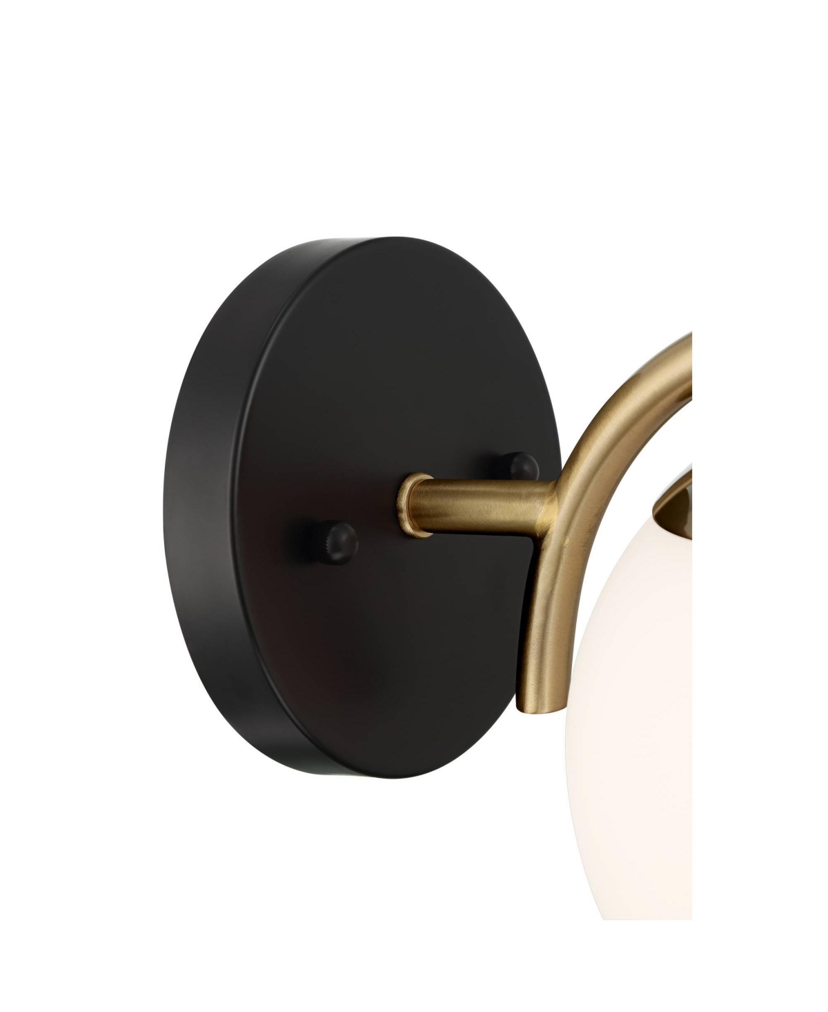 Possini Euro Design Kamara Mid Century Modern Wall Light Sconce SoftBlack Hardwired Fixture Frosted White Globe Glass Shade for Bedroom Bathr