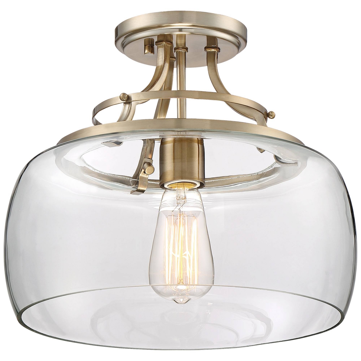Franklin Iron Works Charleston Rustic Farmhouse Ceiling Light Semi Flush-Mount Fixture 13 1/2