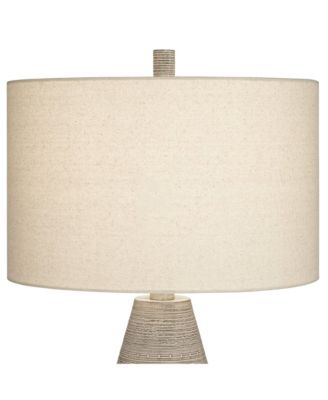 Julio Modern Table Lamp 30" Tall Natural Gray Ceramic Oatmeal Drum Shade for Bedroom Living Room Bedside Nightstand Office Kids House