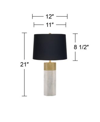 Leala Modern Accent Table Lamp 21" High Faux Marble Gold Metal Black Drum Shade for Bedroom Living Room Bedside Nightstand Office