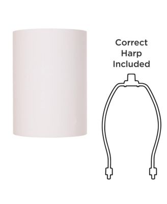 Set of 2 Drum Lamp Shades White Small 8" Top x 8" Bottom x 11" High Spider with Replacement Harp and Finial Fitting