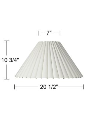Set of 2 Box Pleat Empire Lamp Shades Antique White Large 7" Top x 20.5" Bottom x 10.75" High Spider Harp and Finial