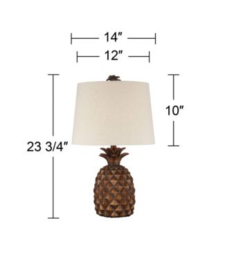 Paget Tropical Accent Table Lamp 23 3/4" High Pineapple Brown Oatmeal Fabric Tapered Drum Shade for Bedroom Living Room Bedside Office