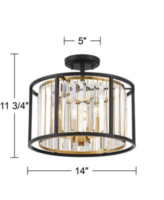 Milne Modern Ceiling Light Semi Flush Mount Fixture 14" Wide Bronze Brass 3-Light Clear Crystal for Bedroom Kitchen Living Room
