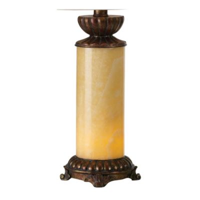 Traditional Table Lamp with Nightlight 28.5" Tall Bronze Onyx Column Off White Bell Shade for Living Room Family Bedroom