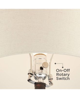 Murphy Rustic Industrial Accent Table Lamp Miner Lantern 23" High Red Bronze Oatmeal Fabric Shade for Bedroom Living Room Office