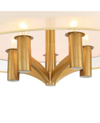 Caliari Modern Ceiling Light Semi Flush Mount Fixture 18" Wide Warm Brass Double Drum Shade for Bedroom Kitchen Hallway Bathroom