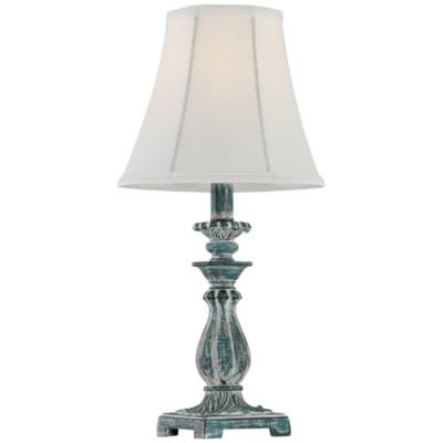 Cali Traditional Accent Table Lamps 19" High Set of 2 Antique Blue White Bell Shade for Bedroom Living Room Bedside Nightstand Office