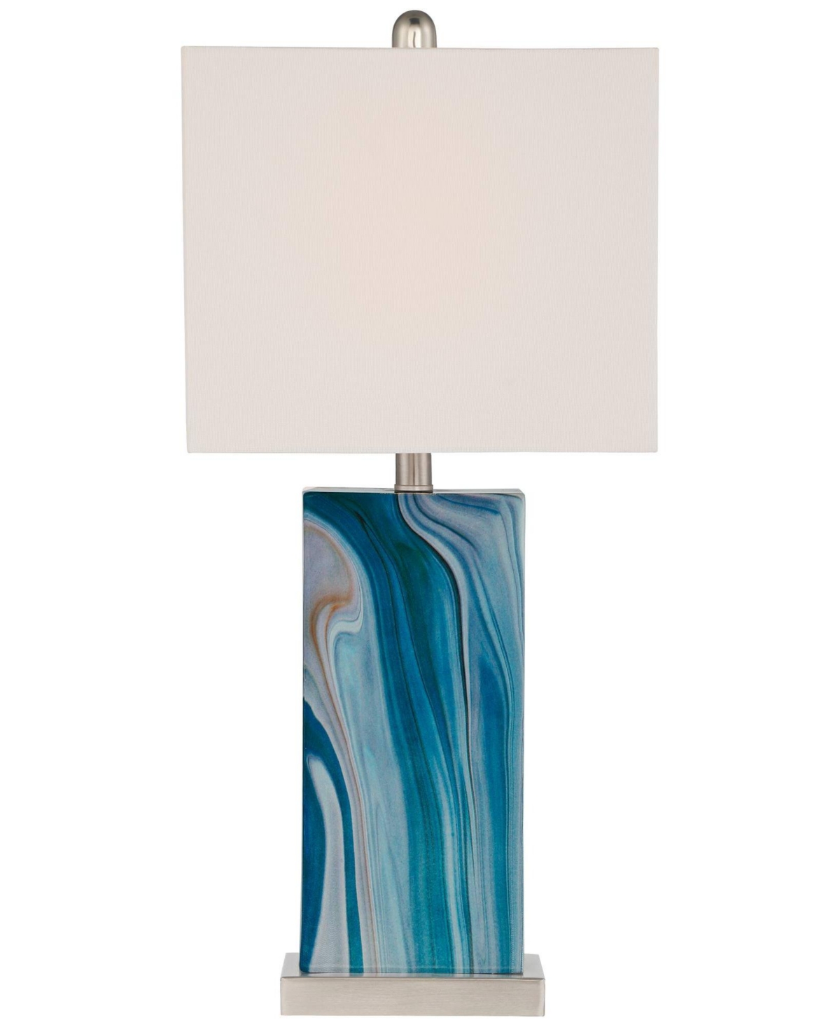 Connie Modern Table Lamps Tall Set of 2 with Usb Charging PortsFaux Marble Led White Rectangular Shade for Bedroom Living Room House Desk Be