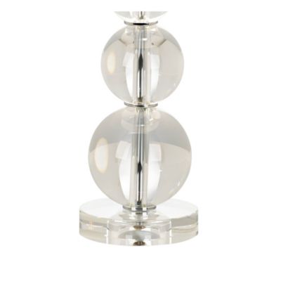 Modern Table Lamp 26 1/2" High Stacked Clear Crystal Spheres Glass White Drum Shade for Bedroom Living Room House Home Nightstand