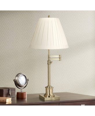 Creme Linen Medium Box Pleat Lamp Shade 7" Top x 14" Bottom x 11" High (Spider) Replacement with Harp and Finial