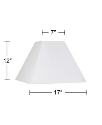 White Linen Large Square Lamp Shade 7" Top x 17" Bottom x 13" Slant x 12" High (Spider) Replacement with Harp and Finial