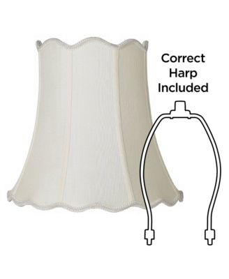 Imperial Shade Creme Medium Scallop Bell Lamp Shade 10" Top x 16" Bottom x 15" Slant x 14.75 High (Spider) Replacement with Harp and Finial